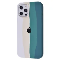 Чехол Silicone case Full Rainbow для Apple iPhone 12 Pro / 12 (6.1") Белый / Зеленый