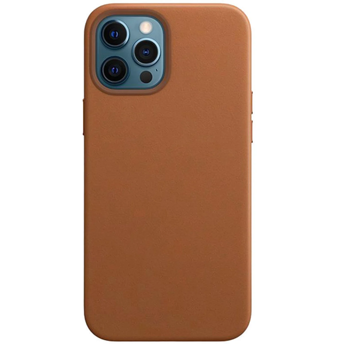 Кожаный чехол Leather Case (AAA) without Logo для Apple iPhone 12 Pro / 12 (6.1") Brown