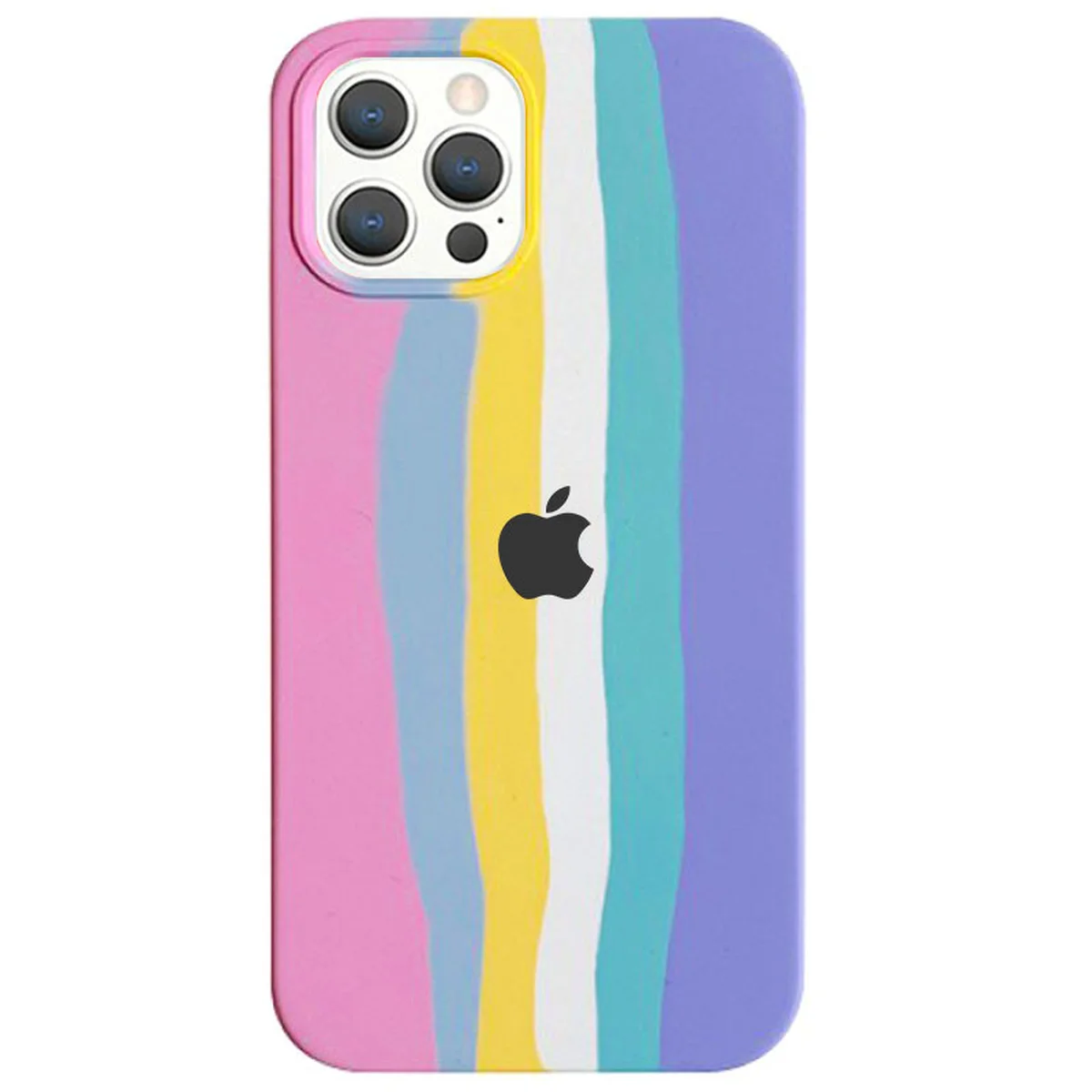 Чехол Silicone case Full Rainbow для Apple iPhone 12 Pro / 12 (6.1") Розовый / Сиреневый