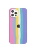 Чехол Silicone case Full Rainbow для Apple iPhone 12 Pro / 12 (6.1") Розовый / Сиреневый