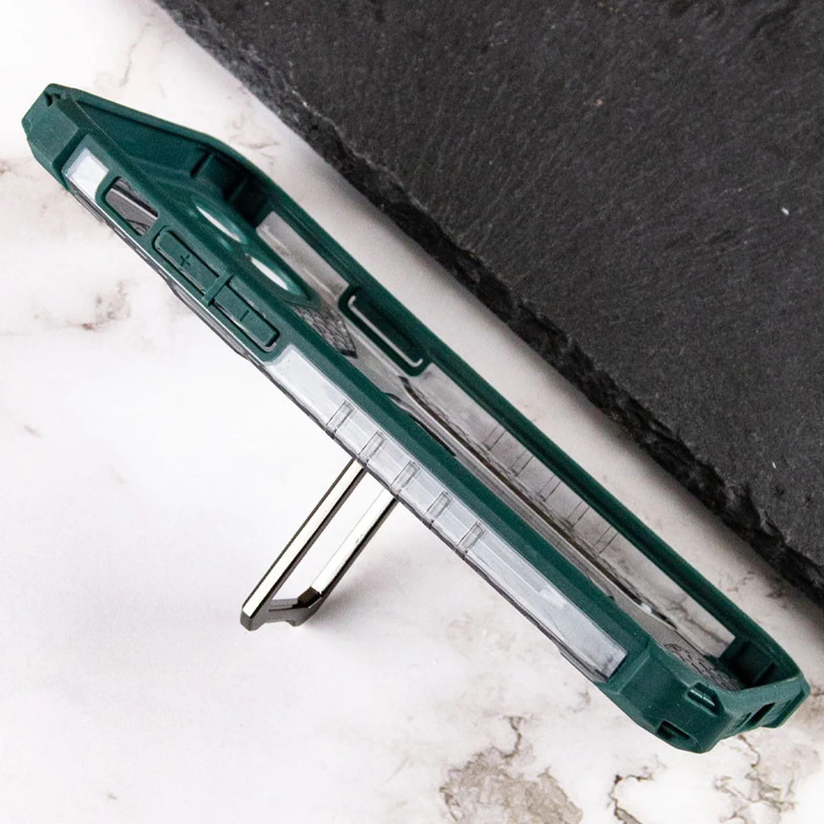 Ударопрочный чехол Transformer CrystalRing для Apple iPhone 12 (6.1") Темно-зеленый