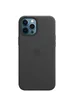 Кожаный чехол Leather Case (AAA) with MagSafe для Apple iPhone 12 Pro / 12 (6.1") Black