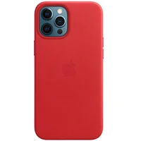 Кожаный чехол Leather Case (AAA) with MagSafe для Apple iPhone 12 Pro / 12 (6.1") Red