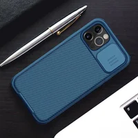 Карбоновая накладка Nillkin CamShield Pro Magnetic для Apple iPhone 12 Pro / 12 (6.1") Синий