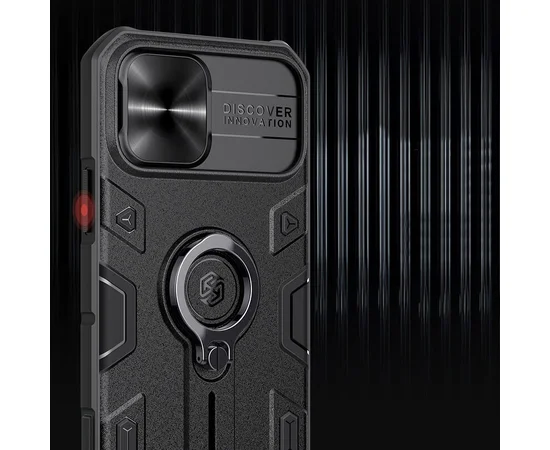 TPU+PC чехол Nillkin CamShield Armor (шторка на камеру) для Apple iPhone 12 Pro / 12 (6.1")  Черный