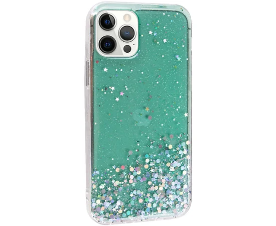 TPU чехол Star Glitter для Apple iPhone 12 Pro / 12 (6.1") Прозрачный / Мятный