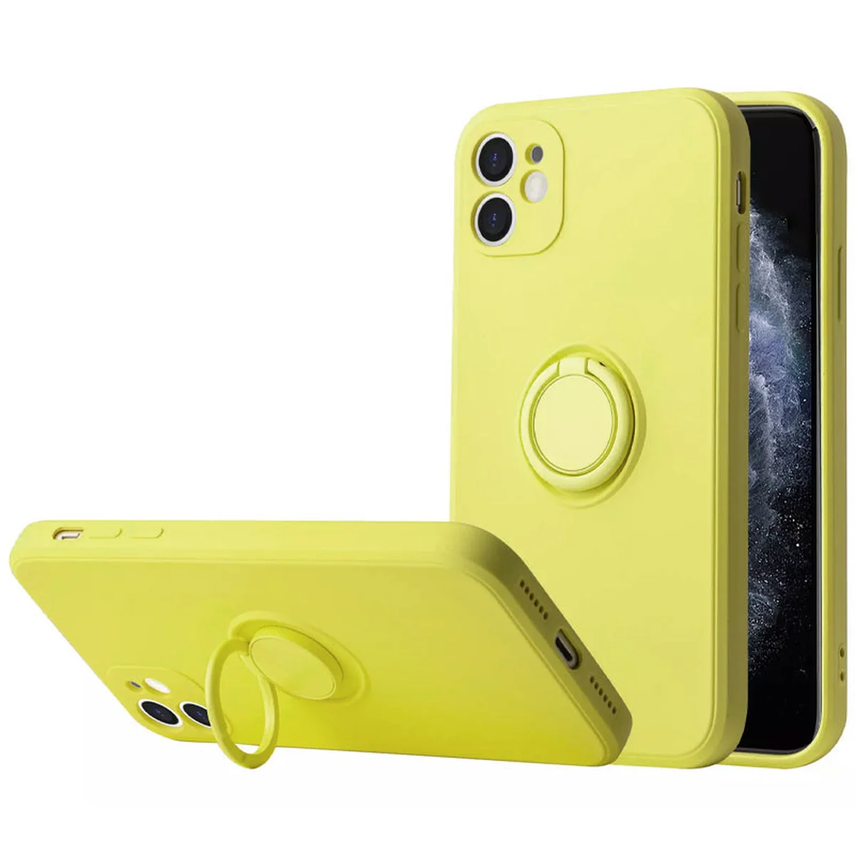 Чехол TPU Candy Ring Full Camera для Apple iPhone 12 (6.1") Желтый / Yellow