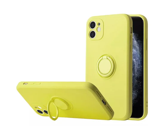 Чехол TPU Candy Ring Full Camera для Apple iPhone 12 (6.1") Желтый / Yellow