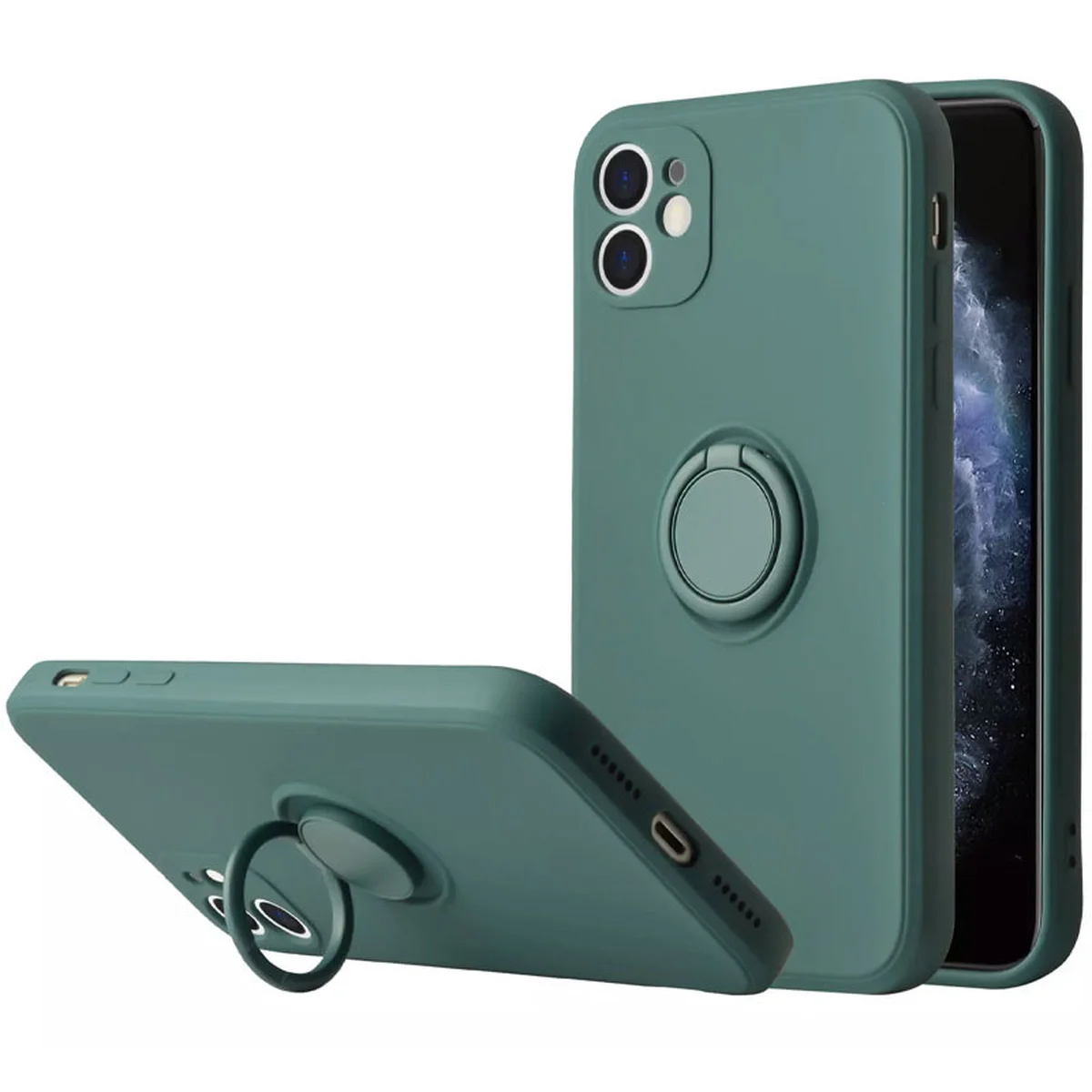 Чохол TPU Candy Ring Full Camera для Apple iPhone 12 (6.1 ") Зелений / Pine green