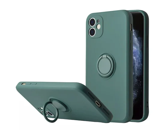 Чехол TPU Candy Ring Full Camera для Apple iPhone 12 (6.1") Зеленый / Pine green