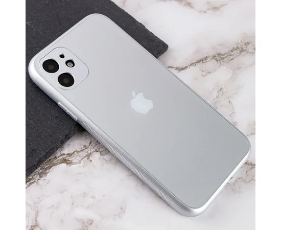 TPU+Glass чехол Matte Candy Full camera для Apple iPhone 12 (6.1") Белый