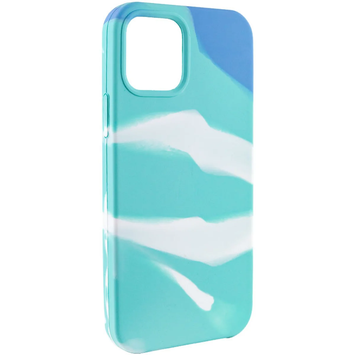 Чехол Silicone case full Aquarelle для Apple iPhone 12 Pro / 12 (6.1") Бирюзово-белый