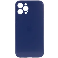 TPU + Glass чохол GLOSSY Logo Full camera для Apple iPhone 12 Pro (6.1 ") Синій