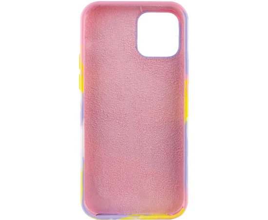 Чехол Silicone case full Aquarelle для Apple iPhone 12 Pro / 12 (6.1") Сиренево-желтый