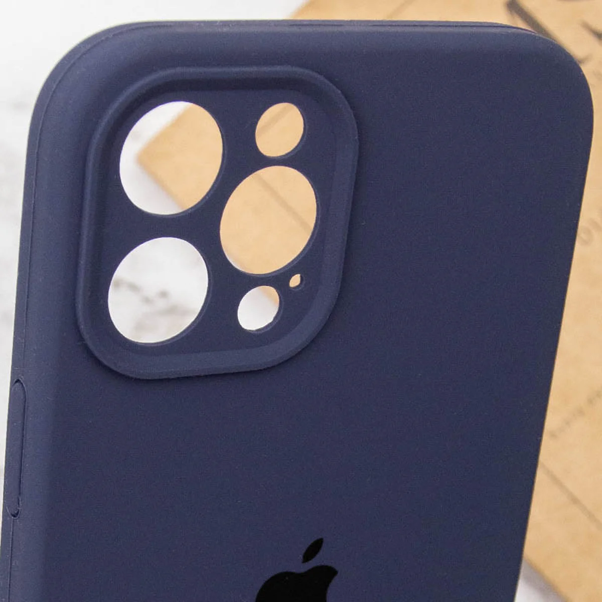 Чехол Silicone Case Full Camera Protective (AA) для Apple iPhone 12 Pro (6.1") Темно-синий / Midnight blue / PVH