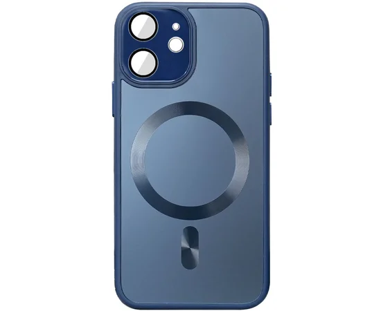 Чехол TPU+Glass Sapphire Midnight with MagSafe для Apple iPhone 12 (6.1") Синий / Deep navy