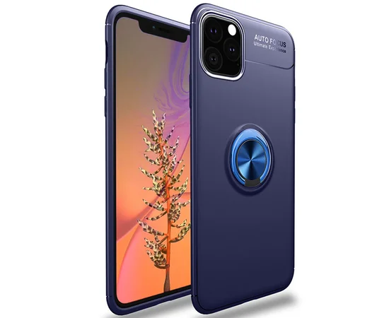 TPU чехол Deen ColorRing под магнитный держатель (opp) для Apple iPhone 12 Pro / 12 (6.1") Синий / Синий