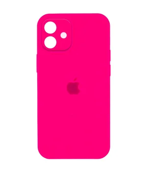 Чехол Silicone Case Full Camera Protective (AA) для Apple iPhone 12 (6.1") Розовый / Barbie pink