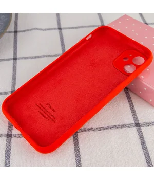 Чехол Silicone Case Full Camera Protective (AA) для Apple iPhone 12 (6.1") Красный / Red