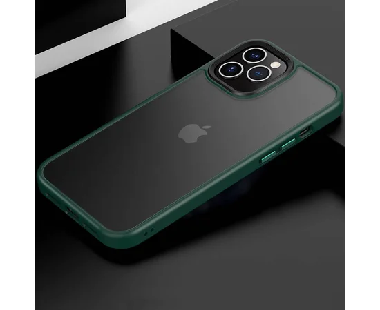 TPU + PC чохол Metal Buttons для Apple iPhone 12 Pro / 12 (6.1 ") Темно-зелений
