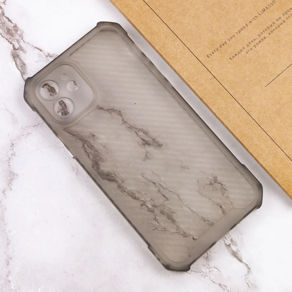 Чехол TPU Ease Carbon color series для Apple iPhone 12 (6.1") Черный / Прозрачный