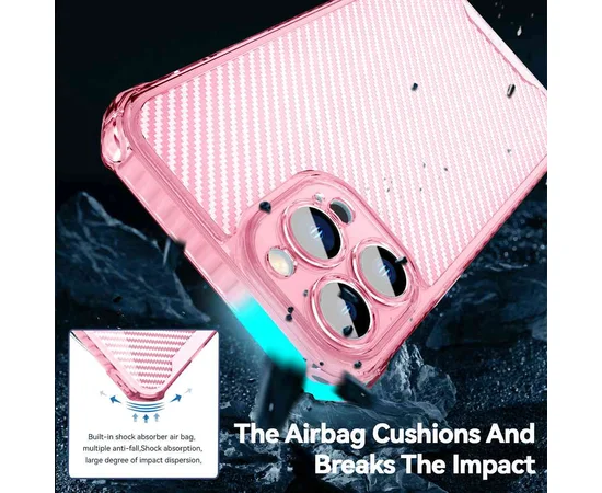 Чехол TPU Ease Carbon color series для Apple iPhone 12 Pro (6.1") Розовый / Прозрачный