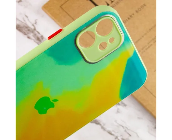Чехол TPU+Glass Impasto abstract для Apple iPhone 12 (6.1") Yellow green