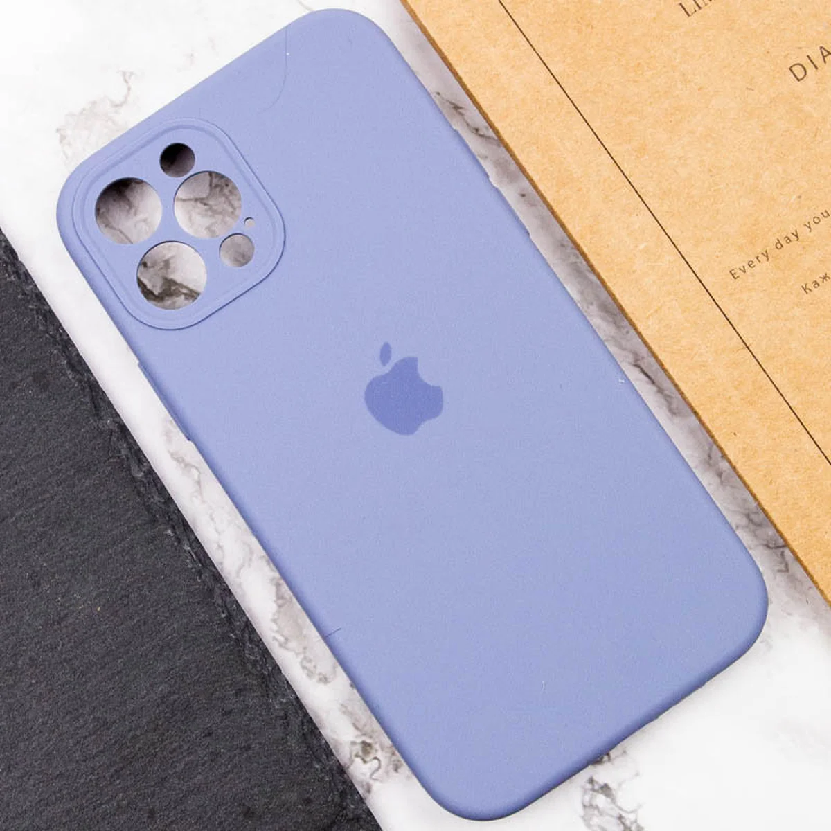 Чехол Silicone Case Full Camera Protective (AA) для Apple iPhone 12 Pro (6.1") Серый / Lavender Gray