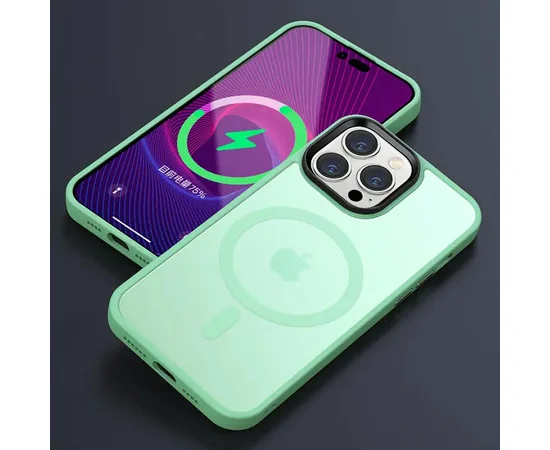 TPU+PC чехол Metal Buttons with MagSafe Colorful для Apple iPhone 12 Pro / 12 (6.1") Мятный