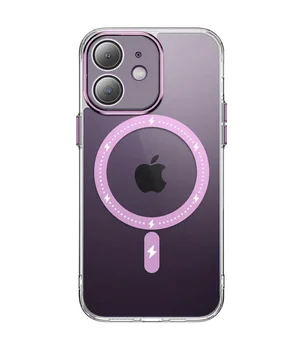 Чехол TPU+PC Colorful with MagSafe для Apple iPhone 12 (6.1") Pink