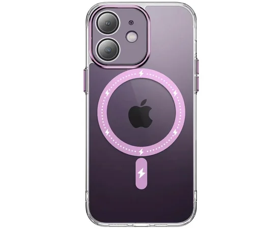 Чехол TPU+PC Colorful with MagSafe для Apple iPhone 12 (6.1") Pink