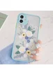 TPU+PC чехол Picture Color Buttons full camera для Apple iPhone 12 (6.1") Бирюзовый / Цветы