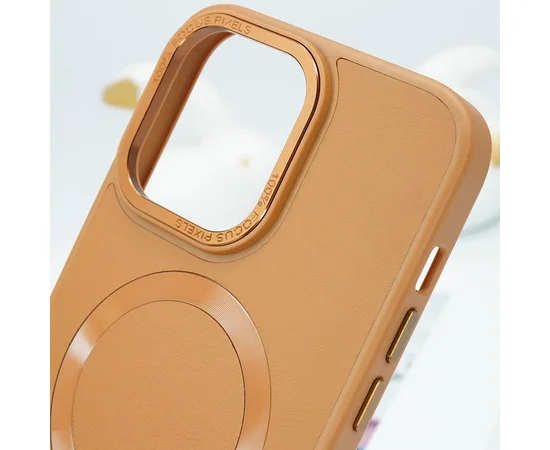 Кожаный чехол Bonbon Leather Metal Style with MagSafe для Apple iPhone 12 Pro / 12 (6.1") Коричневый / Brown