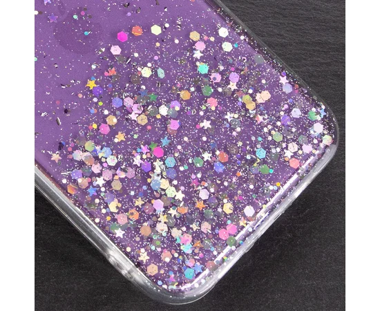 TPU чехол Star Glitter для Apple iPhone 12 Pro / 12 (6.1") Прозрачный / Сиреневый