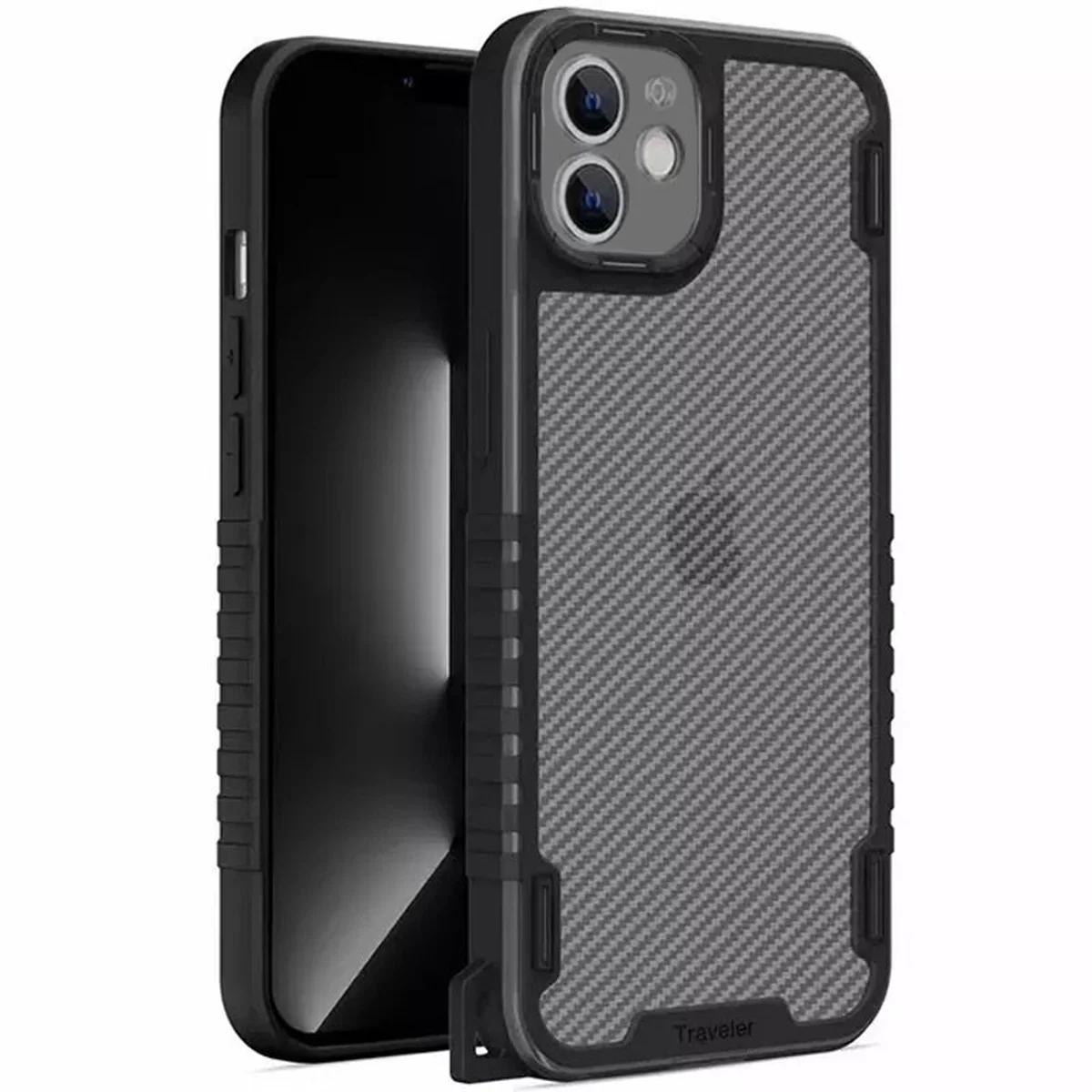 Чехол TPU+PC TRAVEL Carbon для Apple iPhone 12 (6.1") Черный