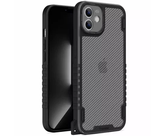 Чехол TPU+PC TRAVEL Carbon для Apple iPhone 12 (6.1") Черный