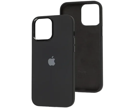 Чехол Silicone Case Metal Buttons (AA) для Apple iPhone 12 Pro / 12 (6.1") Черный / Black