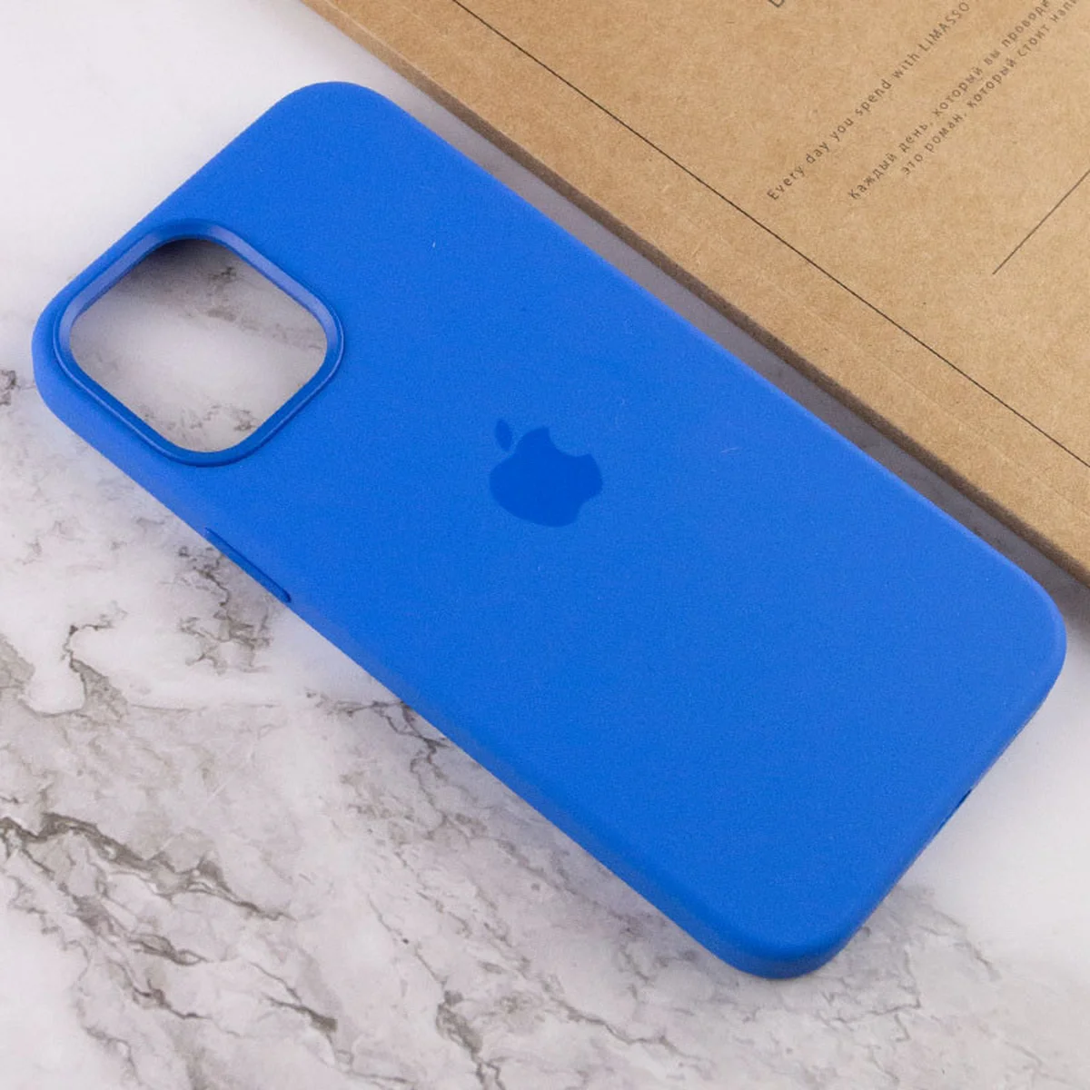 Чехол Silicone case (AAA) full with Magsafe and Animation для Apple iPhone 12 Pro / 12 (6.1") Синий / Capri Blue