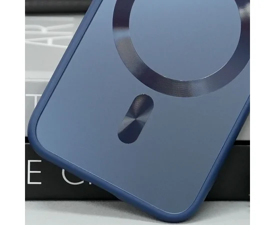 Чехол TPU+Glass Sapphire Midnight with MagSafe для Apple iPhone 12 (6.1") Синий / Deep navy