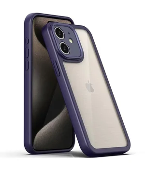 TPU чехол Transparent + Colour 1,5mm для Apple iPhone 12 (6.1") Purple