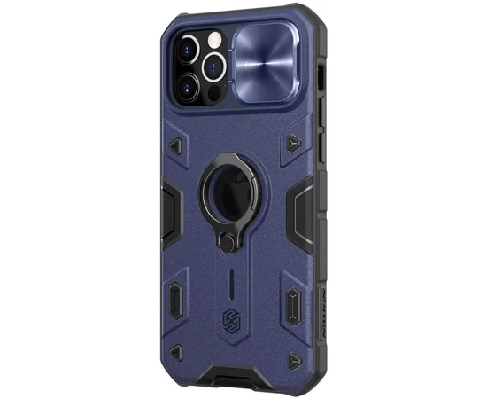 TPU+PC чехол Nillkin CamShield Armor (шторка на камеру) для Apple iPhone 12 Pro / 12 (6.1")  Синий