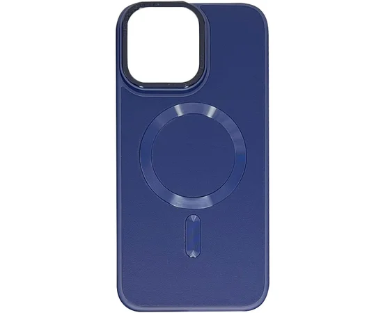 Кожаный чехол Bonbon Leather Metal Style with MagSafe для Apple iPhone 12 Pro / 12 (6.1") Синий / Navy blue