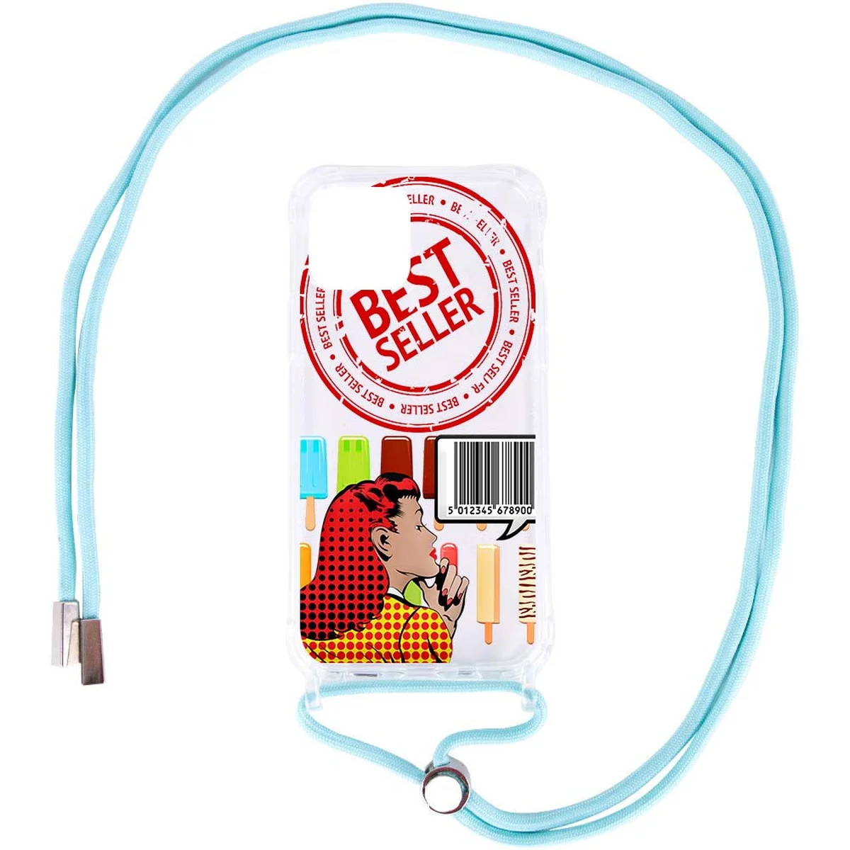 Чохол TPU Crossbody Street Style для Apple iPhone 12 Pro / 12 (6.1 ") Ice cream / Бірюзовий