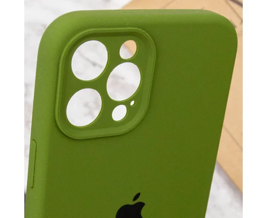 Чехол Silicone Case Full Camera Protective (AA) для Apple iPhone 12 Pro (6.1") Зеленый / Dark Olive
