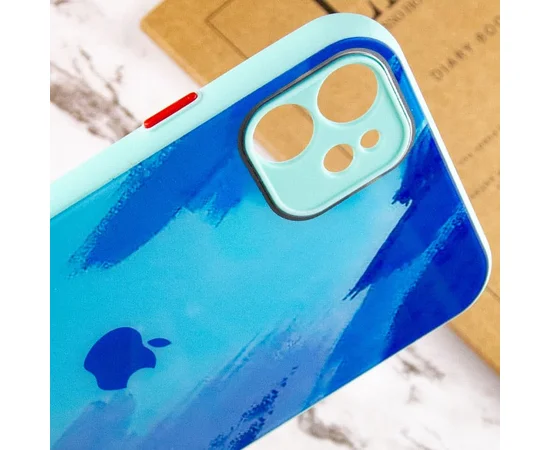 Чехол TPU+Glass Impasto abstract для Apple iPhone 12 (6.1") Blue