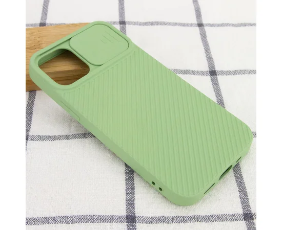 Чехол Camshield Square TPU со шторкой для камеры для Apple iPhone 12 Pro / 12 (6.1") Фисташковый