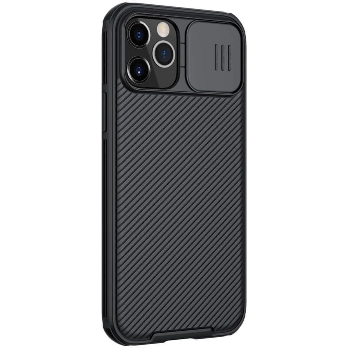 Карбоновая накладка Nillkin Camshield (шторка на камеру) для Apple iPhone 12 Pro / 12 (6.1") Черный / Black