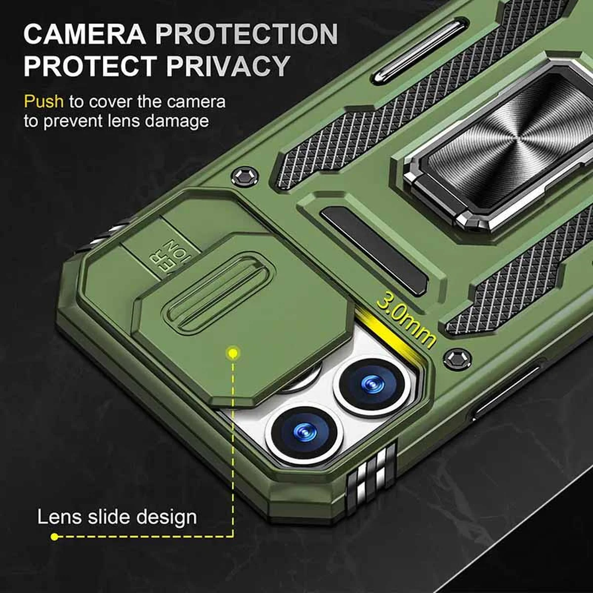 Ударопрочный чехол Camshield Army Ring для Apple iPhone 12 Pro / 12 (6.1") Оливковый / Army Green