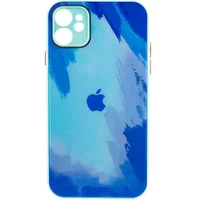 Чехол TPU+Glass Impasto abstract для Apple iPhone 12 (6.1") Blue