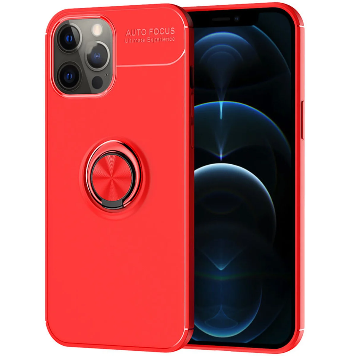 TPU чохол Deen ColorRing під магнітний тримач (opp) для Apple iPhone 12 Pro / 12 (6.1 ") Червоний / Червоний
